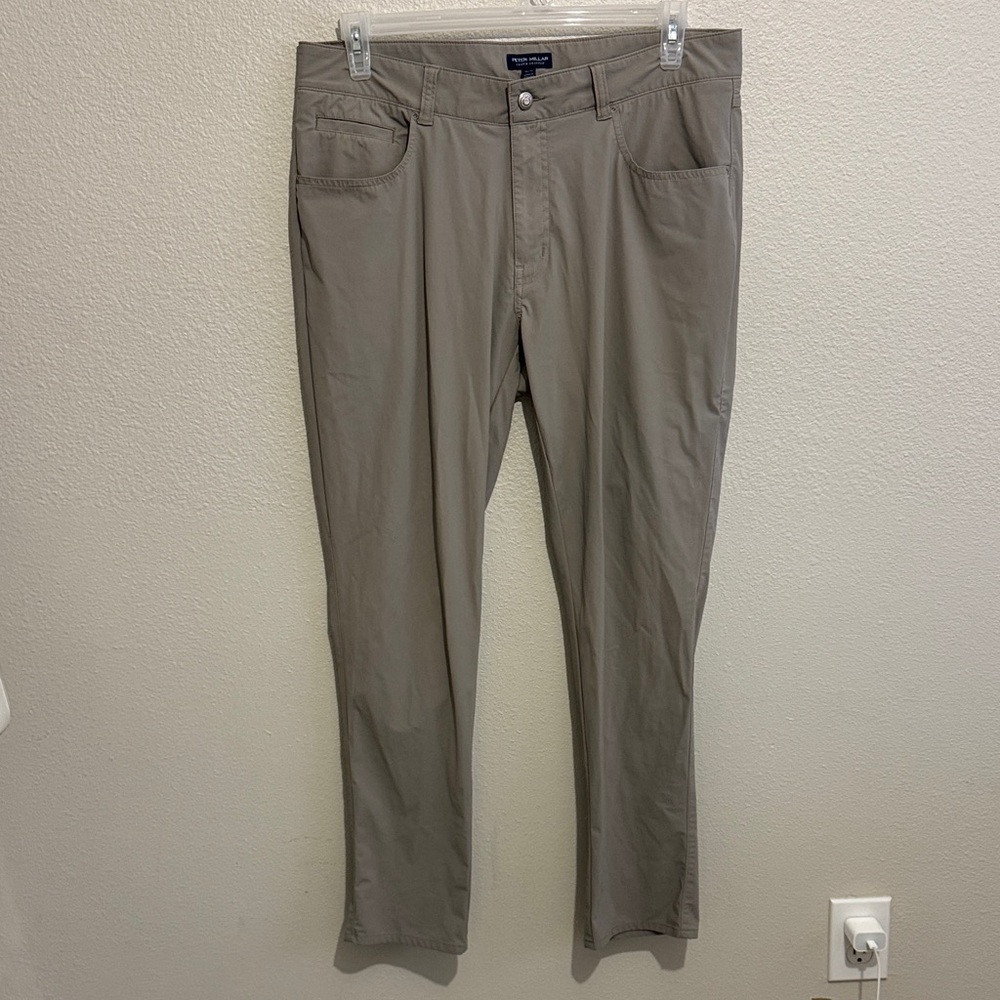 PETER MILLAR Crown Crafted Gray-Tan Five Pocket Stretch Pant Performance